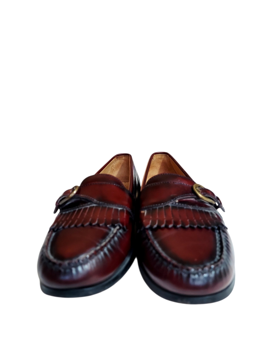G.H. Bass Mens Lance Oxblood Leather Kiltie Buckle Loafers 8M Academia Preppy - Picture 7 of 13